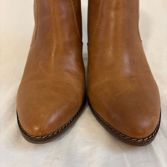 Lucky Brand "Nycott" Tan Leather Cuffed Heeled Ankle Boot, Size 6 1/2M/37 - Picture 6 of 14